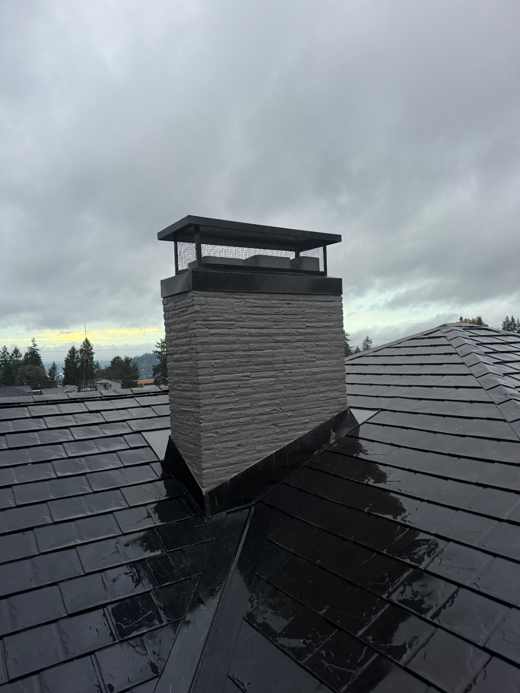 After custom fabricated chimney cap installation