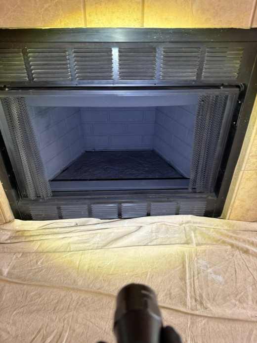 After fireplace refractory panel replacement