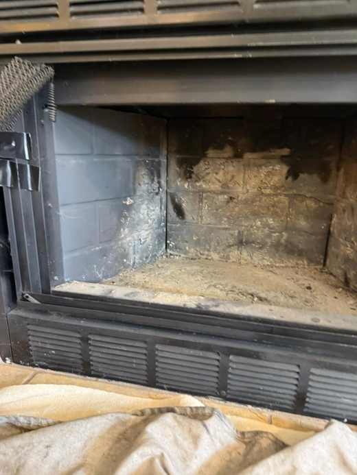 Before fireplace refractory panel replacement
