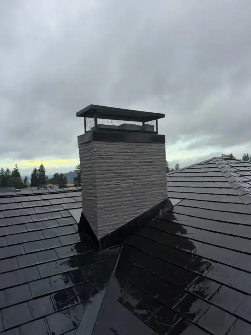 After custom fabricated chimney cap installation