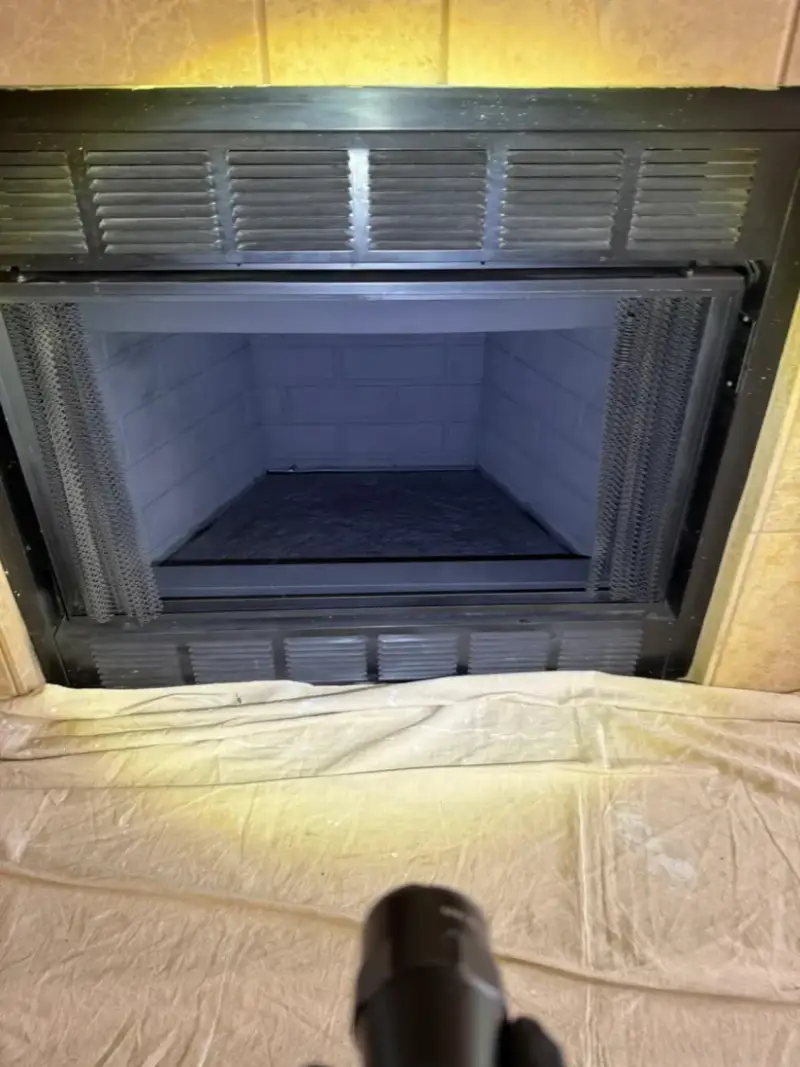 After fireplace refractory panel replacement