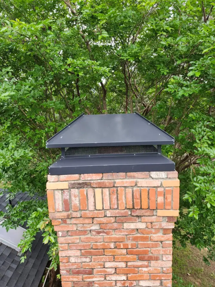 After custom fabricated chimney cap installation